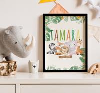 Jungle-dieren poster kinderkamer op maat