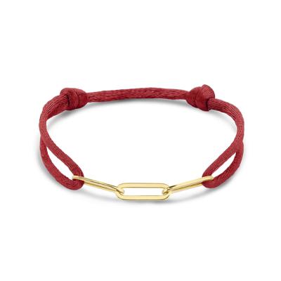 Bordeauxrode Satijnen Armband met Verguld Zilveren Element - 13-26 cm