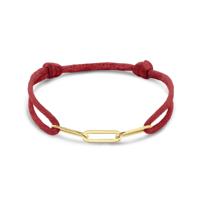 Bordeauxrode Satijnen Armband met Verguld Zilveren Element - 13-26 cm