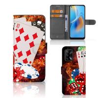 OPPO A74 4G Wallet Case met Pasjes Casino