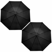 Kleine opvouwbare/inklapbare zak paraplu van 35 cm - 2x stuks - zwart - dia 93 cm