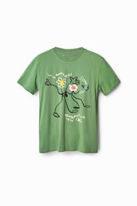 Kaki T-shirt met bloemen - GREEN - S