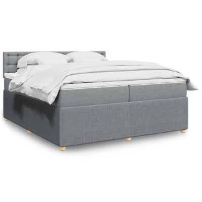 Boxspring met matras stof lichtgrijs 200x200 cm