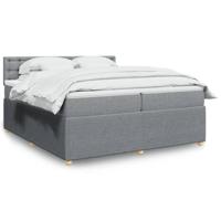 Boxspring met matras stof lichtgrijs 200x200 cm