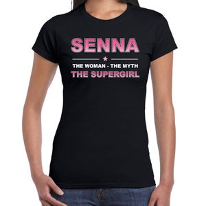 Naam cadeau t-shirt / shirt Senna - the supergirl zwart voor dames