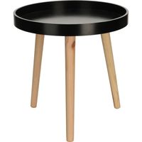 Bijzettafel/salontafel - zwart - hout - rond - 40 x 39 cm   - - thumbnail