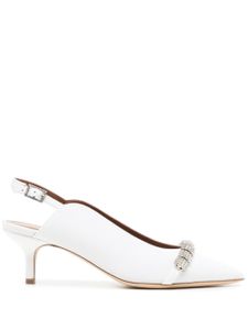 Malone Souliers escarpins 50 mm ornés de cristaux à petit talon - Blanc