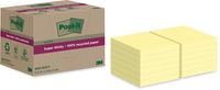 Post-it Super Sticky Notes Recycled, 70 vel, ft 76 x 76 mm, geel, pak van 12 blokken