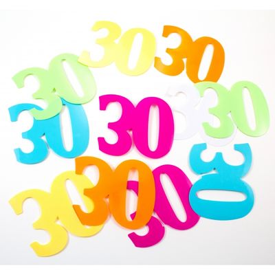 12x Mega confetti 30 jaar gekleurd