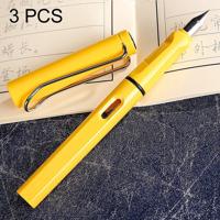 3 PC's School Office Extra fijn Titanium legering Nib transparante zuiger fontein Pen(Yellow) willekeurige levering (0.5mm/0.38mm Nib)