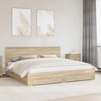 Bedframe met hoofdeinde Sonoma Eiken 200 x 200 cm Bewerkt hout