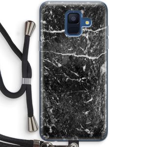 Zwart marmer: Samsung Galaxy A6 (2018) Transparant Hoesje met koord