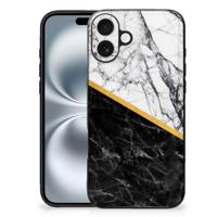 iPhone 16 Plus Marmeren Print Telefoonhoesje Marmer Wit Zwart - Origineel Cadeau Man