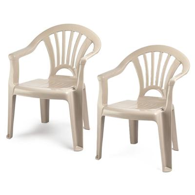 Trendoz Kinderstoel van kunststof - 2x - beige - 35 x 28 x 50 cm - tuin/camping/slaapkamer