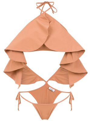 Amir Slama maillot de bain à volants - Tons neutres