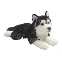 Pluche liggende Husky honden knuffel 32 cm