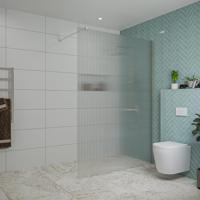 Fortifura Galeria inloopdouche - 140x200cm - ribbelglas - wandarm - Geborsteld RVS PVD (RVS) SW797954/SW797908