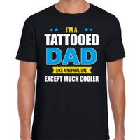 Tattooed dad normal except cooler cadeau t-shirt zwart voor heren - Vaderdagscadeaus