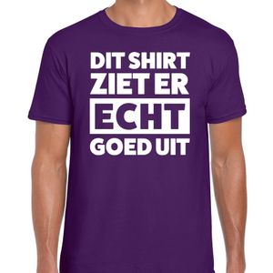 Dit shirt ziet er echt goed uit tekst t-shirt paars heren