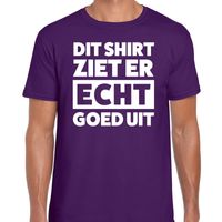 Dit shirt ziet er echt goed uit tekst t-shirt paars heren