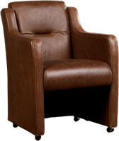 Bruine leren landelijke eetkamerfauteuil Mass - Vintage Leer Brown (bruin leer)