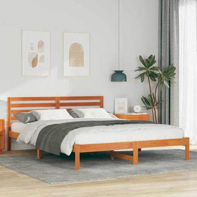 Bedframe Wasbruin 160 x 210 cm Massief grenenhout