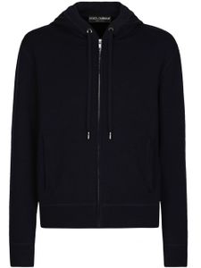 Dolce & Gabbana hoodie en maille à fermeture zippée - Bleu