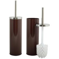 MSV Toiletborstel in houder/wc-borstel - 2x - metaal - bruin - 38 cm - Toiletborstels - thumbnail