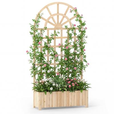 Bloembakken met Latwerk Buitenbakken met Afschermingspanelen en Afwateringsgaten Geschikt voor Terrassen Balkons en Tuinen-Naturel