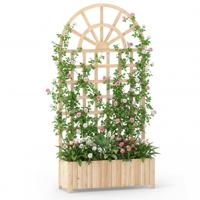 Bloembakken met Latwerk Buitenbakken met Afschermingspanelen en Afwateringsgaten Geschikt voor Terrassen Balkons en Tuinen-Naturel