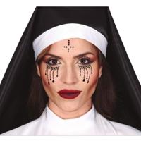 Verkleedset Non - horror - hoofdkapje - gezicht diamantjes - halloween