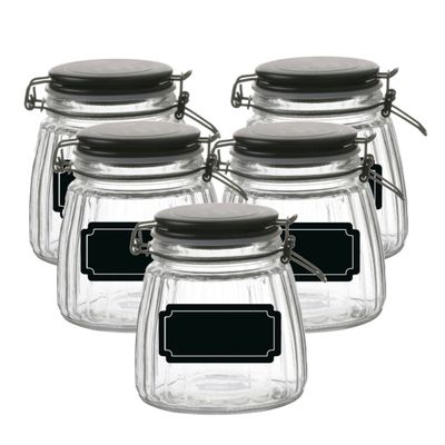 Weckpot/inmaakpot - 10x - 1L - glas - met beugelsluiting - incl. etiketten