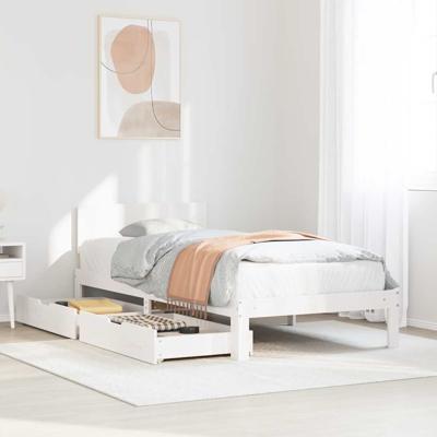 Bedframe met lades massief grenenhout wit 75x190 cm