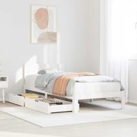 Bedframe met lades massief grenenhout wit 75x190 cm