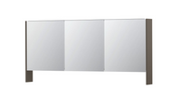 INK SPK3 spiegelkast met 3 dubbel gespiegelde deuren, open planchet, stopcontact en schakelaar 160 x 14 x 74 cm, mat taupe