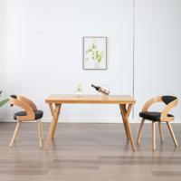 Eetkamerstoelen 2 st gebogen hout en kunstleer zwart