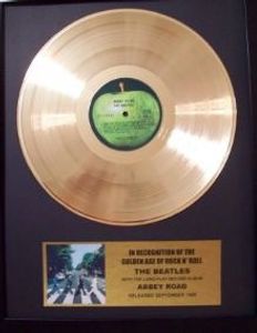 Gouden plaat LP The Beatles  - Abbey Road