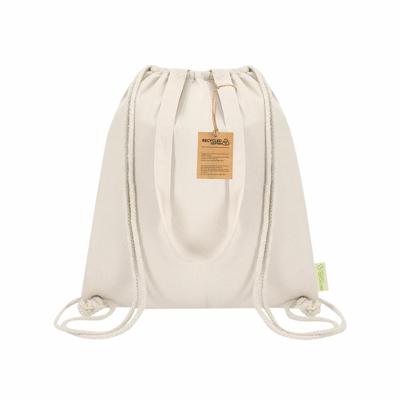 Koeltas rugzak - katoen - lunchpakket of drankjes - naturel - 7 liter - 38 x 42 cm - met trekkoord