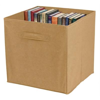 Opbergmand/kastmand Square Box - karton/kunststof - 29 liter - beige - 31 x 31 cm