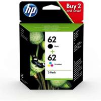 HP 62-pack van 2 originele zwarte / drie-kleuren inktcartridges voor HP Envy 5540/5640/7640 (N9J71AE)