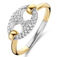 TI SENTO-Milano 12257ZY Ring Koffieboon zilver-zirconia goud-en zilverkleurig-wit