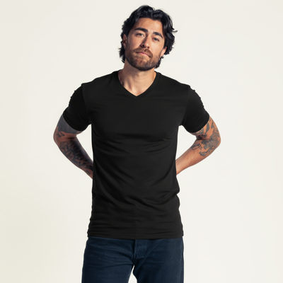 Duke's V Neck Bamboo Black 3 Pack - Slim Fit