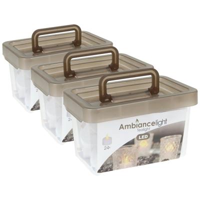 Ambiance light waxinelichtjes - 72x stuks - LED - batterijen - D3,8 cm - kaarsen