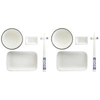 Sushi-set DKD Home Decor 33,5 x 34,5 x 9 cm Porselein Wit Marineblauw Orientaals (33,5 x 34,5 x 9 cm)