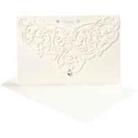 Kaart met Envelop, afmeting kaart 12x17,7 cm, afmeting envelop 18,x12,5 cm, 230 gr, off-white, 5 set/ 1 doos