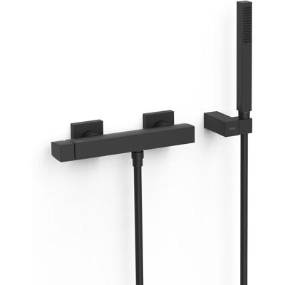 Douchekraan Tres Slim | Opbouw | Mengkraan | 1-weg | hoh 15 cm | 1-knop | Vierkant | Zwart