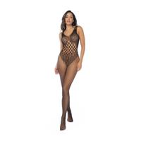 Mapalé Leopard Fishnet Bodystocking - Één maat - Zwart