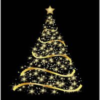 40x Kerstservetten met gouden kerstboom zwart 33 cm - Feestservetten - thumbnail