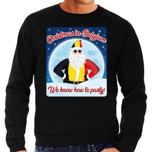 Foute Belgie kerstborrel trui / kersttrui christmas in Belgium zwart voor heren 2XL (56)  -