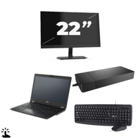 Fujitsu Lifebook U7410 - Intel Core i5-10e Generatie - 14 inch - Touch - 16GB RAM - 256GB SSD - Windows 11 Home + 1x 22 inch Monitor